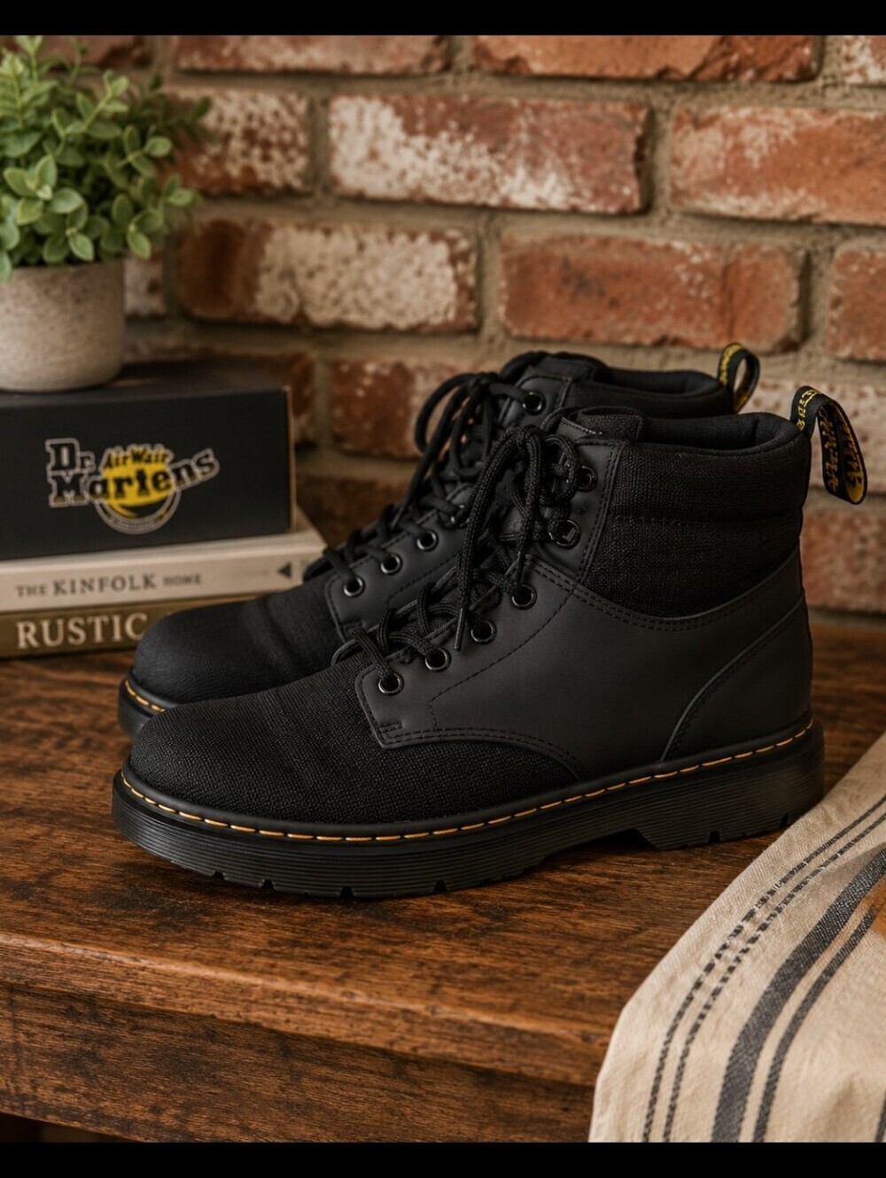 Dr. Martens Black Combs Men’s Lace-Up Boots Lightweight Nylon Leather